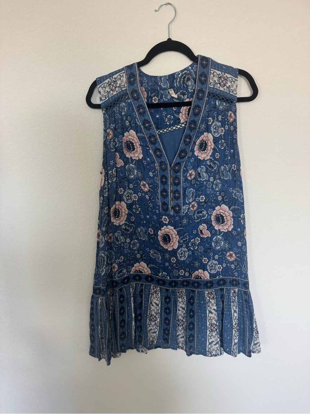 Spell & The Gypsy Collective Zahara Sleeveless Tunic Dress Teacup Blue Medium